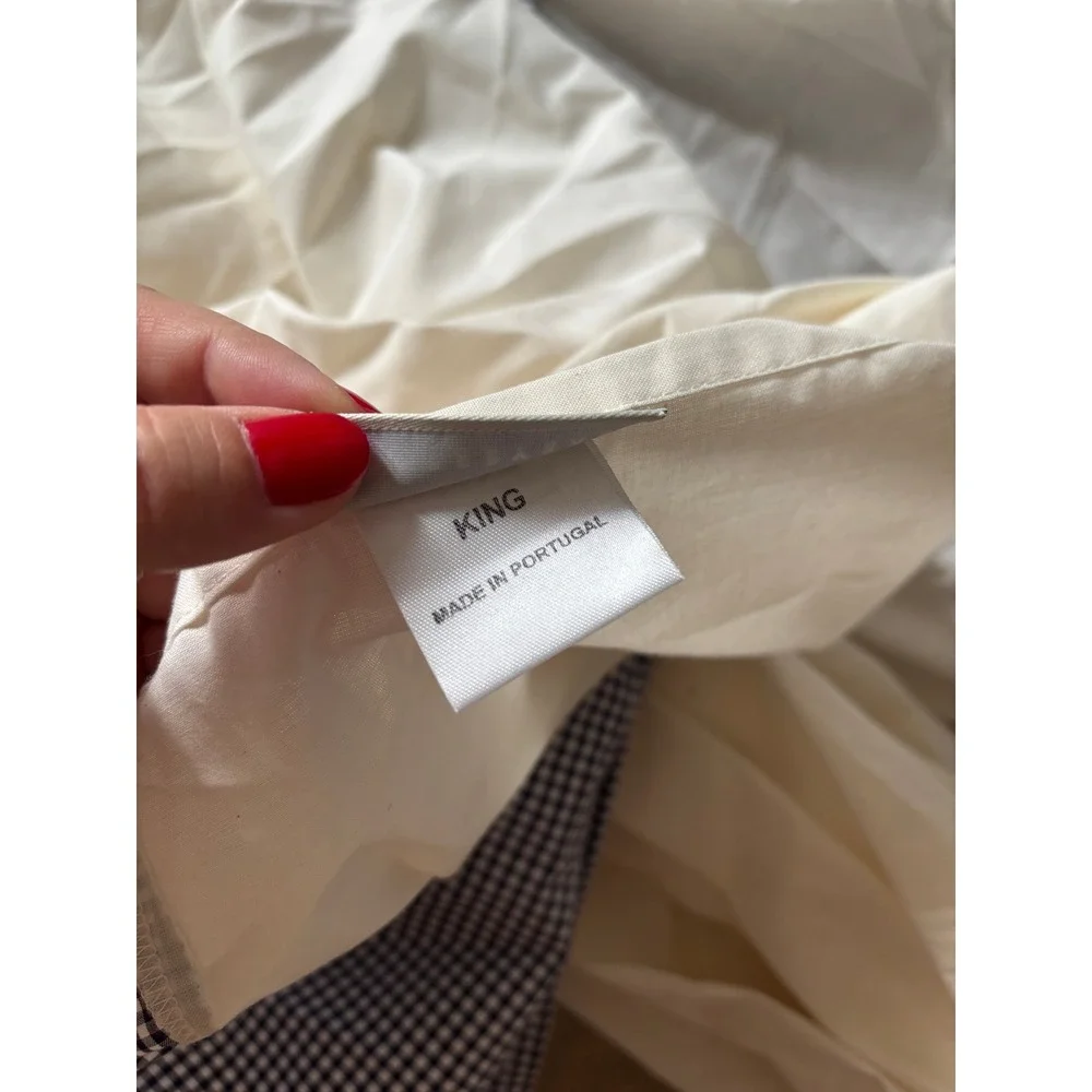 Pottery Barn King Duvet Cotton Blue White Buffalo Check Coastal Classic Preppy